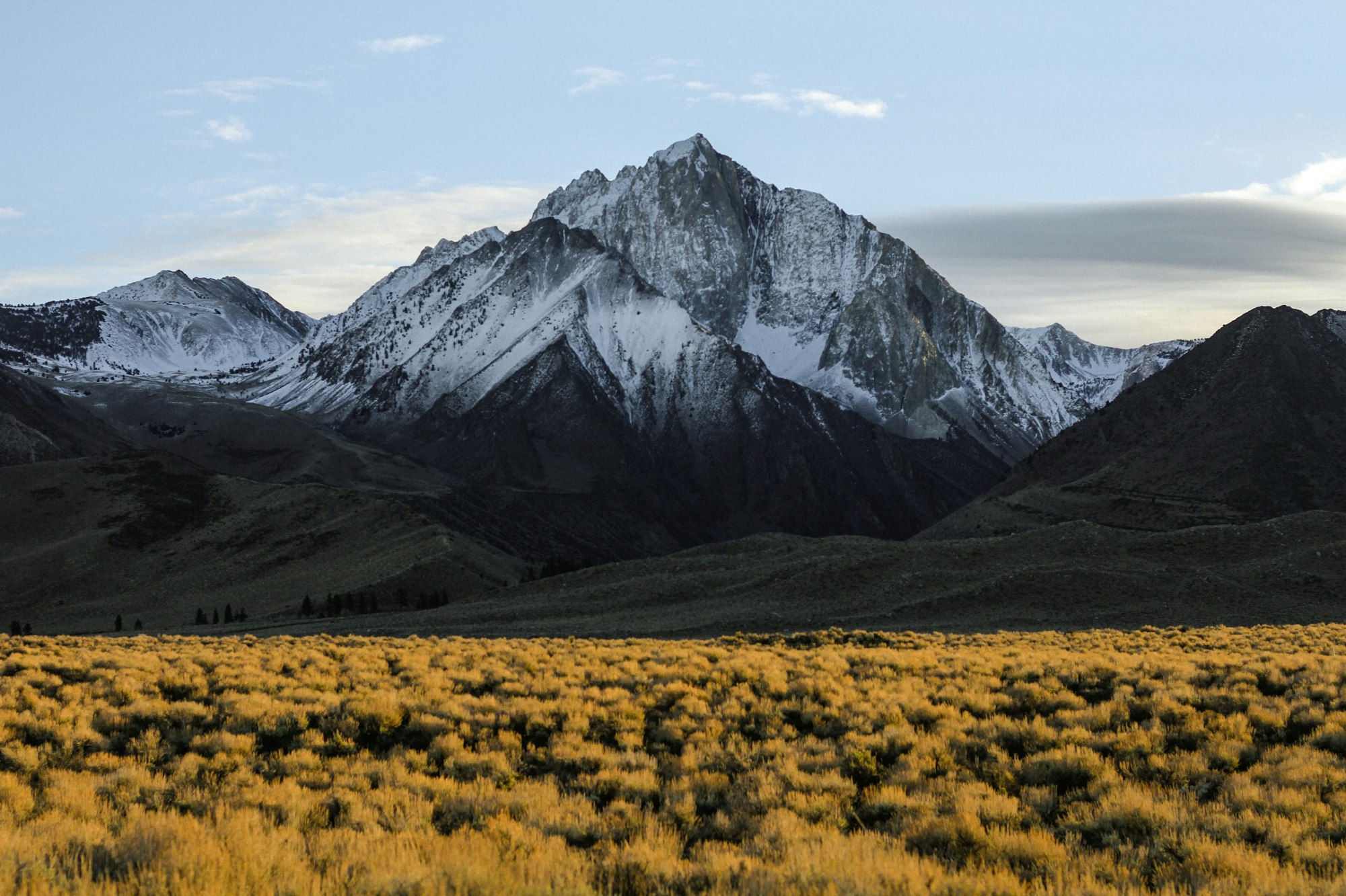 High alpine terrain under still light