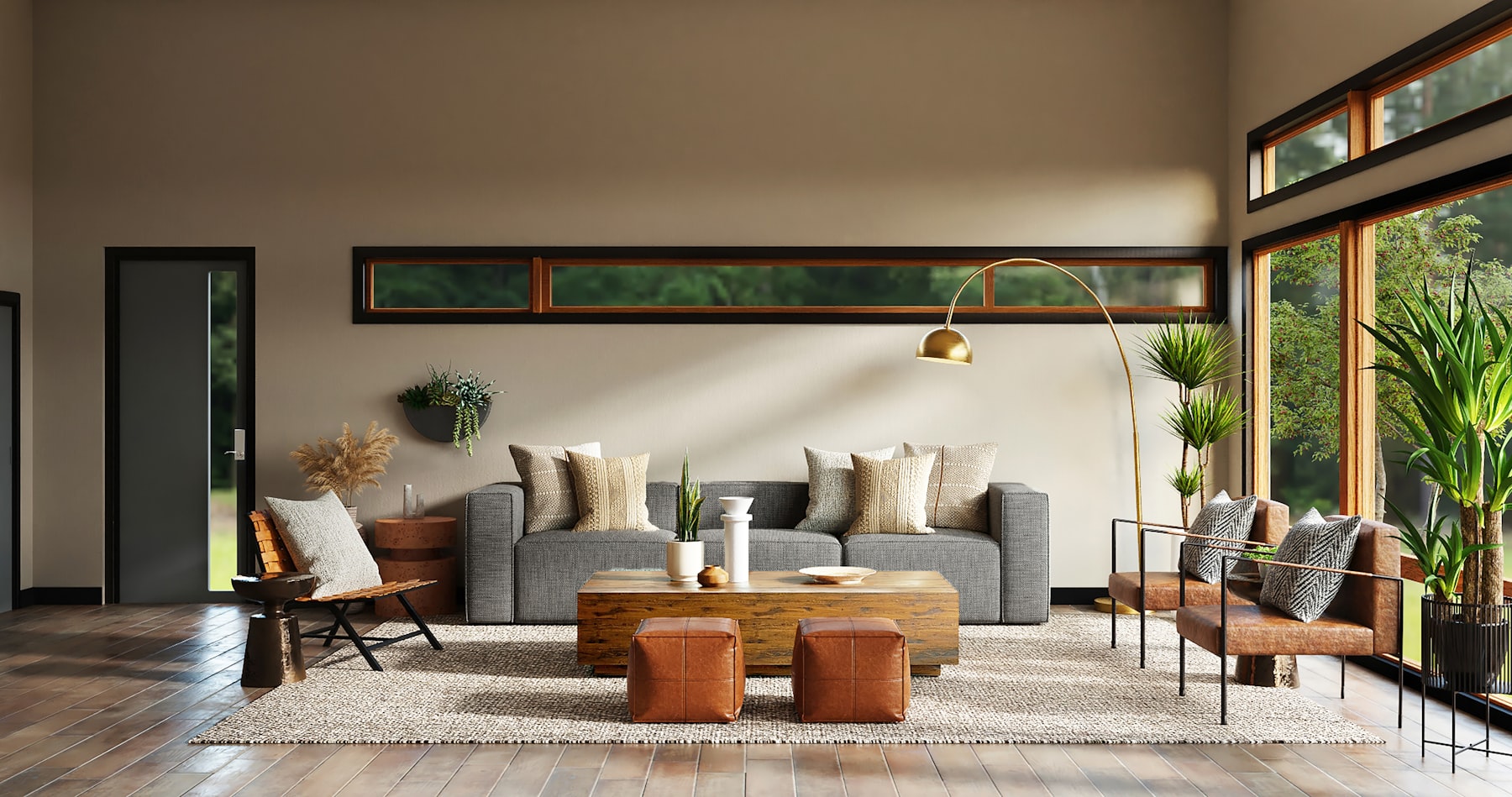 A considered interior with wood, stone and quiet light